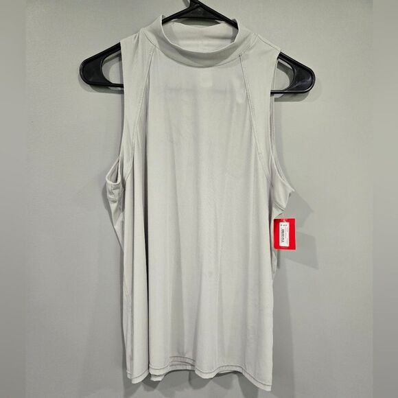 🐢 Spanx Go Lightly Mockneck ribbed tank Size M Cloud Grey - Picture 3 of 11